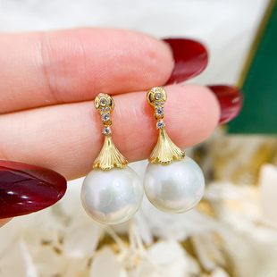 配9 DIY珍珠配件 金色银色银饰耳环 纯银耳钉空托 15mm圆巴 S925