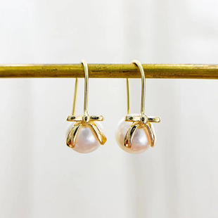 配7 金色银色银饰耳环 8mm圆珠 S925纯银耳钉空托 DIY珍珠小配件