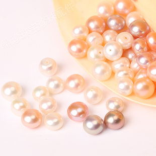 diy珍珠手工强光无瑕 14mm可选 正品 天然色淡水珍珠裸珠颗粒扁圆5