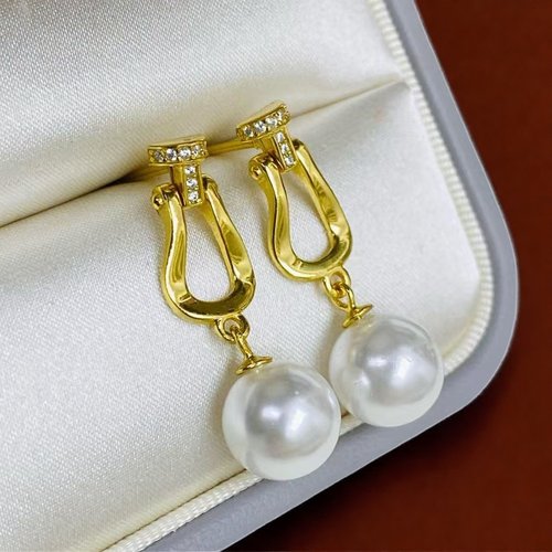 DIY珍珠配件 S925 纯银耳钉空托 金色银色银饰耳环 配9-15mm圆巴