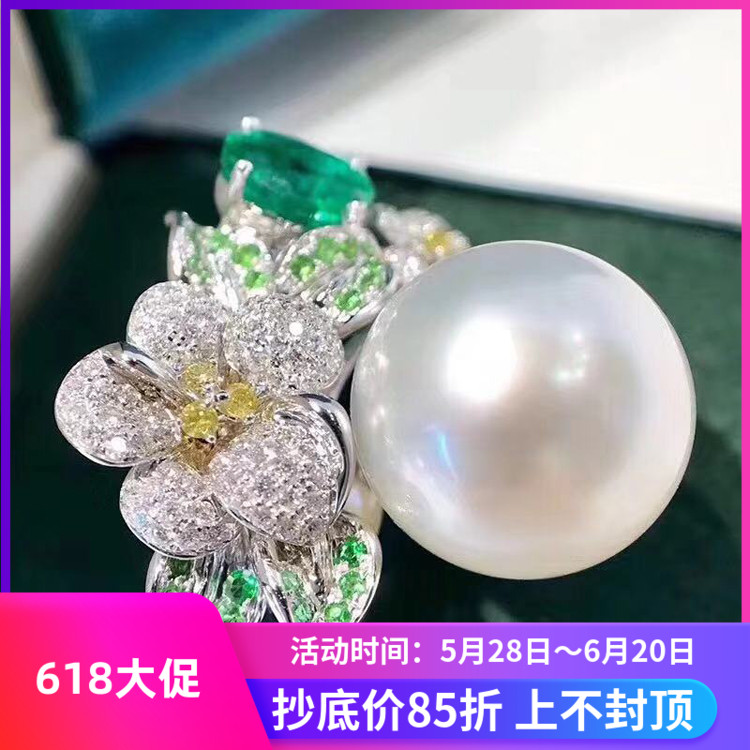 DIY珍珠配件 S925纯银珍珠戒指空托个性指环托女配12-14mm圆珠