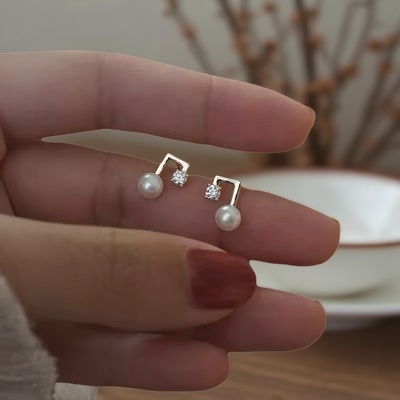 DIY珍珠配件S925纯银耳钉