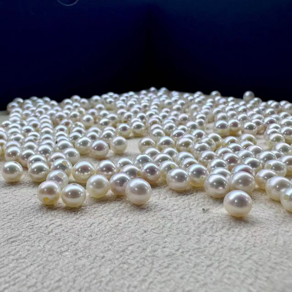 正品 天然淡水小珍珠 圆形微微瑕强光4-6mm裸珠多珠吊坠耳钉 戒指