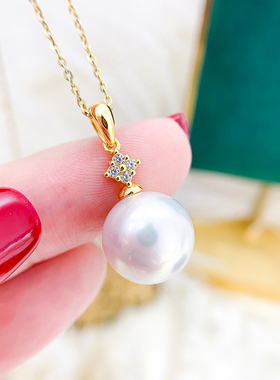 DIY珍珠小配件 S925纯银吊坠空托 金色银色项链坠 配8-13mm圆巴珠