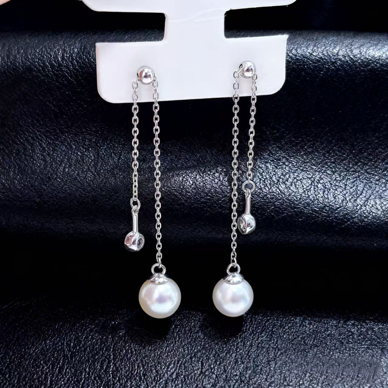 S925纯银耳钉空托金色银色