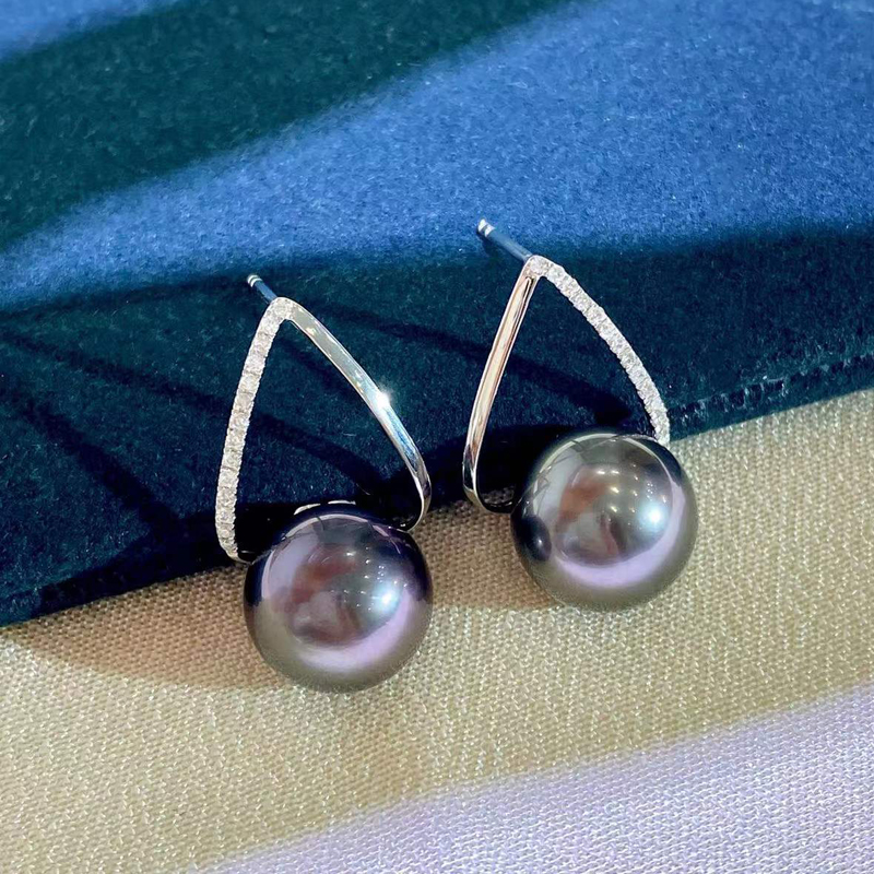 DIY珍珠小配件 S925纯银耳钉空托 金色银色银饰耳环 配7-10mm圆珠