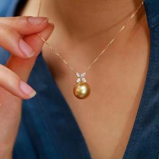 配10 DIY珍珠小配件 玉石挂坠 K金款 13mm圆巴异 S925纯银吊坠空托