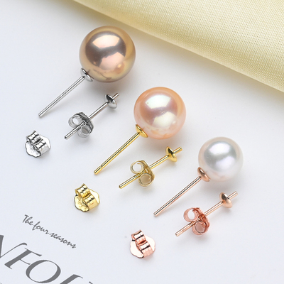 DIY空托款银饰耳针3-12mm圆扁