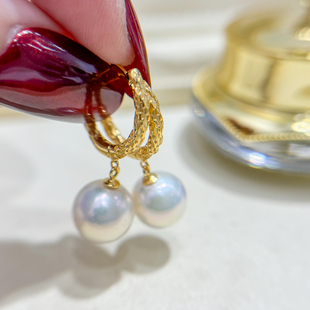 DIY珍珠配件 S925 纯银耳钉空托 金色银色银饰耳环 配9-16mm圆巴