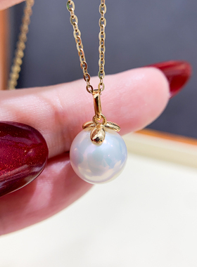 DIY珍珠配件 S925 纯银吊坠空托 金色银色项链坠 配10-13mm圆巴珠