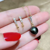 S925银大版 三钻王妃款 经典 DIY珍珠配件套装 吊坠耳钉套装 配件空托