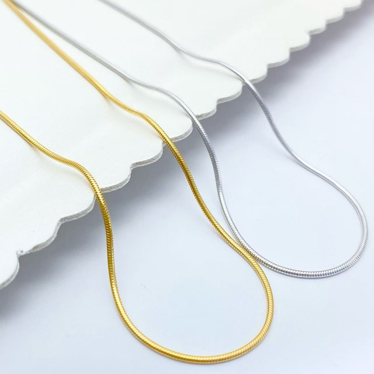 S925纯银项链镀白金黄金圆形