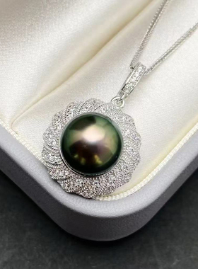 DIY珍珠配件 S925 纯银吊坠空托 金色银色项链坠 配10-13mm圆巴珠