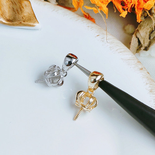 diy玉石空托皇冠款8-10mm珍珠