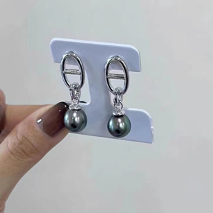 配9 DIY珍珠配件 金色银色银饰耳环 纯银耳钉空托 15mm圆巴 S925