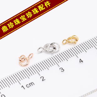 DIY配件 天然小珍珠项链手链弹簧扣 S925纯银镀白金