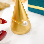 DIY珍珠小配件 9mm圆珠 配6 S925纯银戒指空托 可调节指环银饰托