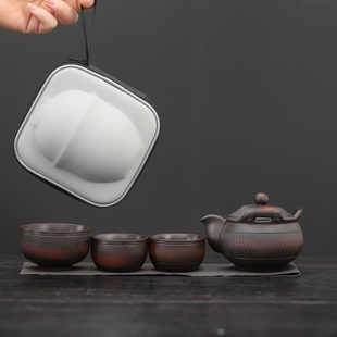 户外便携式 紫砂旅行茶具套装 快客杯一壶三杯泡茶壶茶杯商务伴手礼