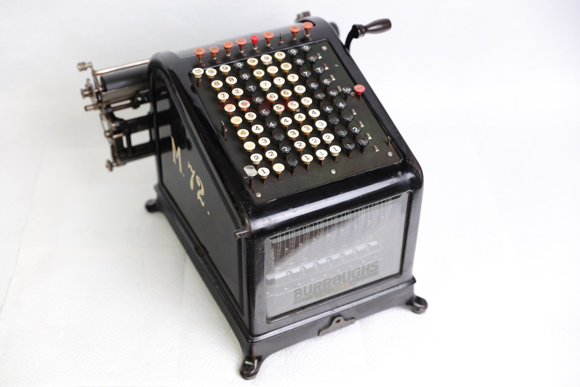 古董纯机械手摇大型老式计算器1890年美国产Burroughs真品老机械