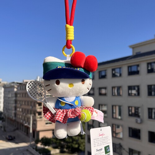 新款正版hellokitty包包挂件可爱网球元素毛绒公仔挂饰偶钥匙扣链