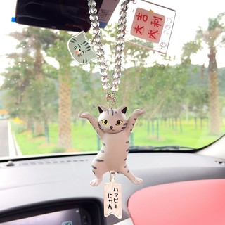 正版日本Qualia猫咪制作汽车挂件网红可爱妖娆猫猫车内后视镜装饰