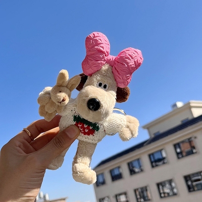 小狗狗毛绒大蝴蝶结钥匙扣包挂件