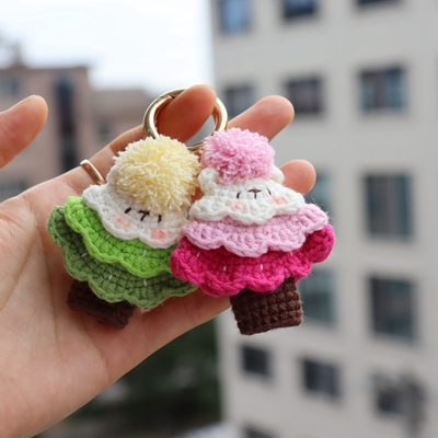 可爱小熊圣诞树挂件钥匙扣编织线