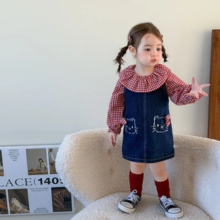 蔗梨童装女童套装春装2026新款儿童衣服衬衣牛仔裙婴儿女宝两件套