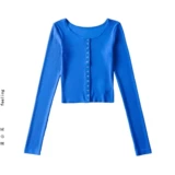 Хлопковая эластичная приталенная тонкая куртка с круглым воротником, европейский стиль, в обтяжку