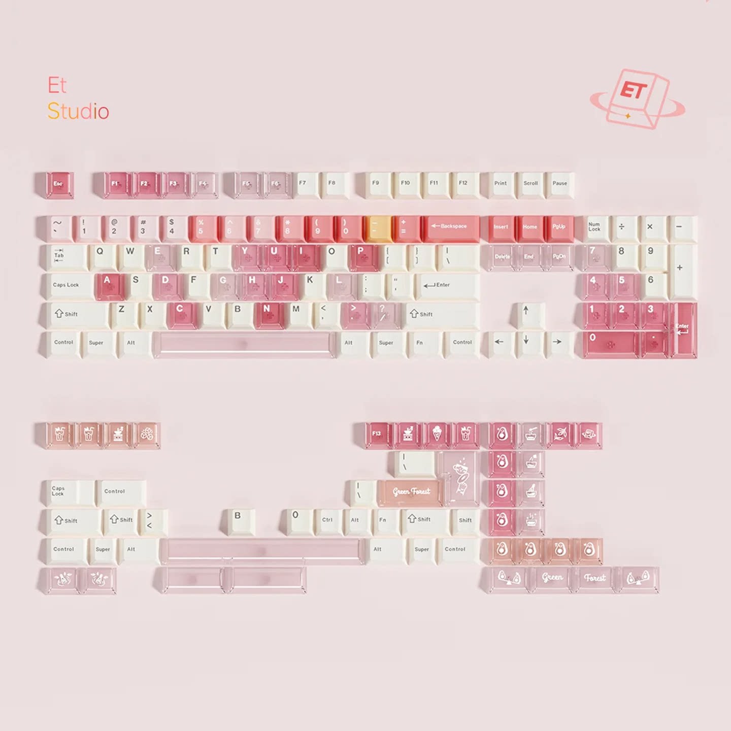 【ZD】ET点触芝士莓莓瓜瓜热升华PBT原厂机械键盘透明客制化键帽
