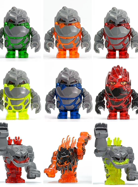 LEGO乐高岩石怪pm002pm003pm004pm005矿工人仔红橙蓝绿塑料拼装新