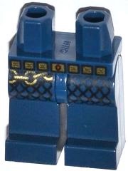 LEGO乐高970c00pb0272人仔cas527配件腿部深蓝色带金腰带链图案新