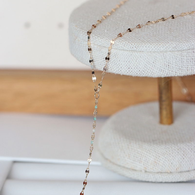 韩国14K金Y字型项链吻链毛衣链轻