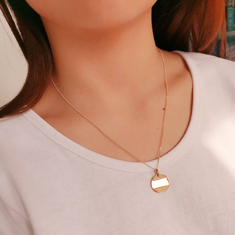 兔兔k金需订货包邮保修韩国14k纯金凹凸2cm圆牌吊坠不含链重金款