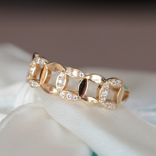 现货 兔兔韩国纯14K金戒指钱串子 一串铜钱造型戒子好寓意 厚实款