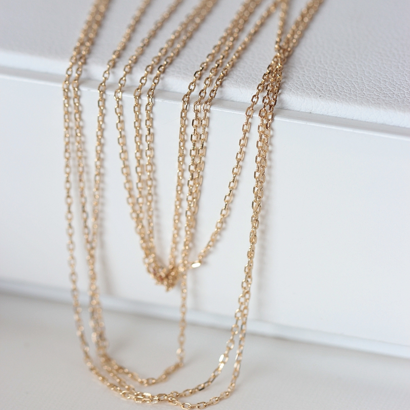 韩国14K金项链基础素链纤细C链