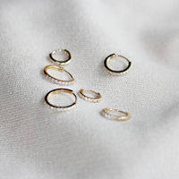 In-stock, undiscounted, pure 14K gold earrings set with Moissanite for women, 10mm inner diameter, multiple sizes, classic and shiny thumbnail 5