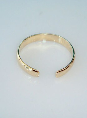 现货 兔兔韩国纯14K金开口尾戒 2.2mm素金戒面脚趾戒 关节戒指