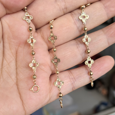 订货无折 纯14K金花朵延长链 项链加长配件不褪色 双扣头安全链