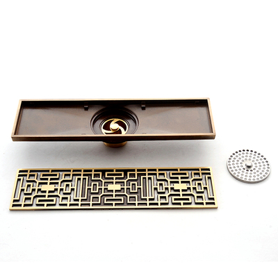 全铜仿古拉丝长条形地漏普通