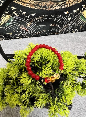 玛瑙手链女转运珠本命年保平安佛珠手串小巧精致日常佩戴不挑手型