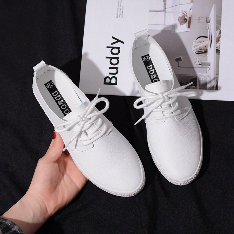 春夏新款软皮面软底白鞋子小白鞋