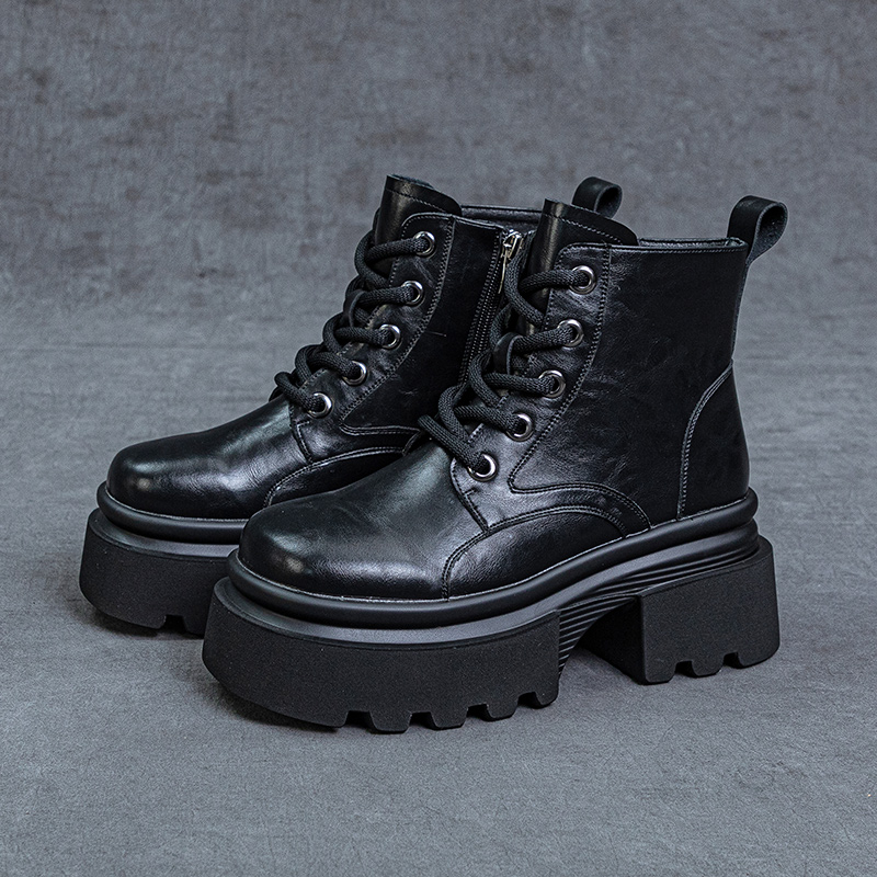 厚底增高马丁靴女2024秋冬新款