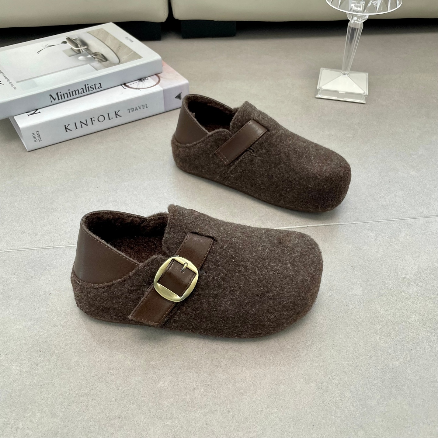 毛呢勃肯鞋2025秋冬复古两穿