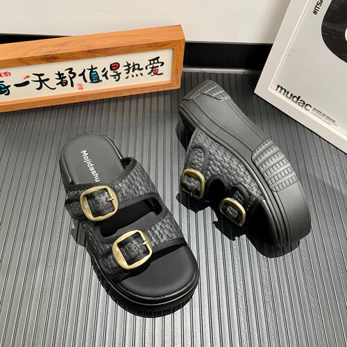 夏季女增高厚底镂空懒人一字拖
