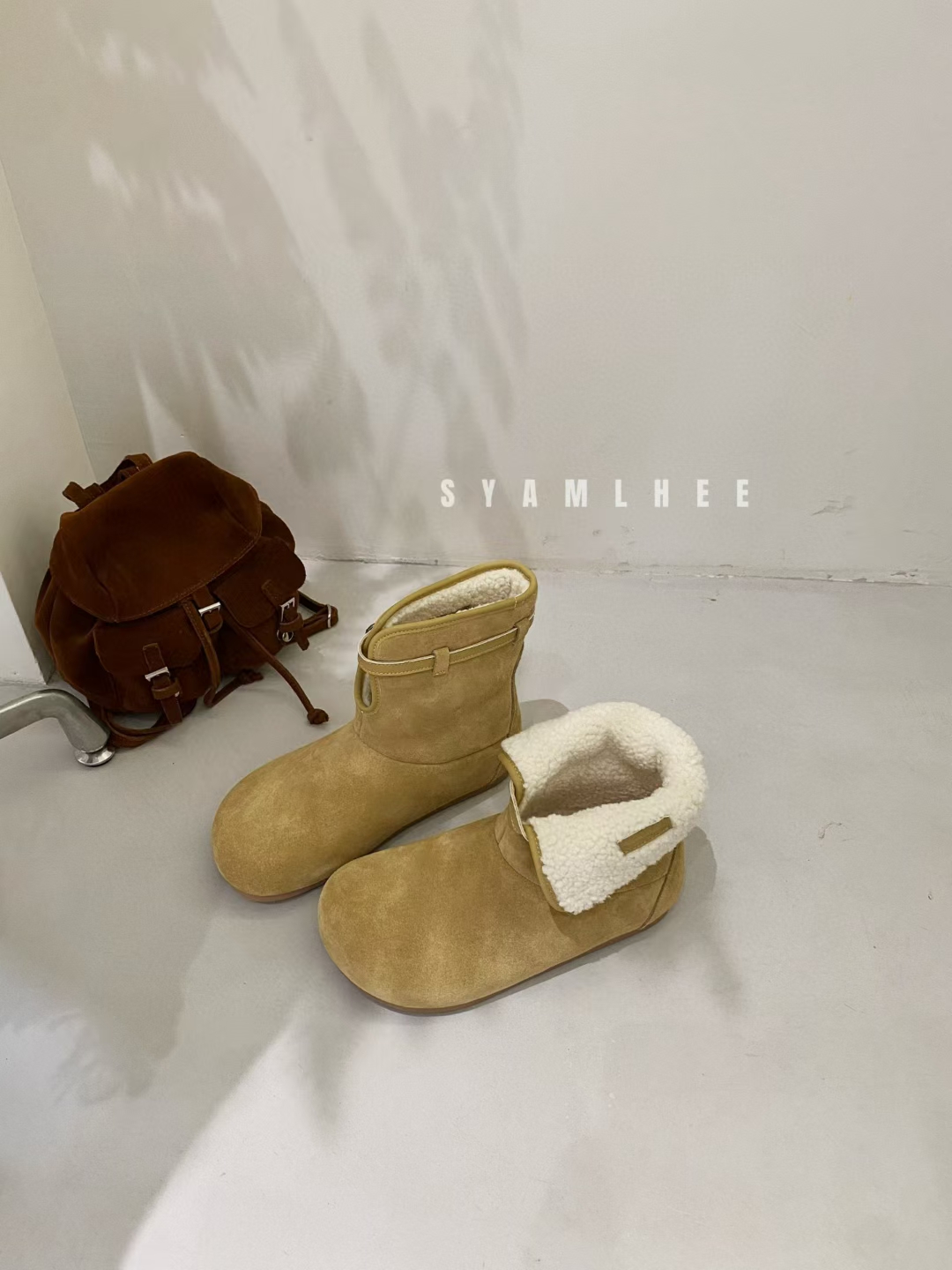 真皮厚底勃肯鞋女毛毛鞋2025新款秋冬加绒保暖雪地靴时尚短靴棉鞋