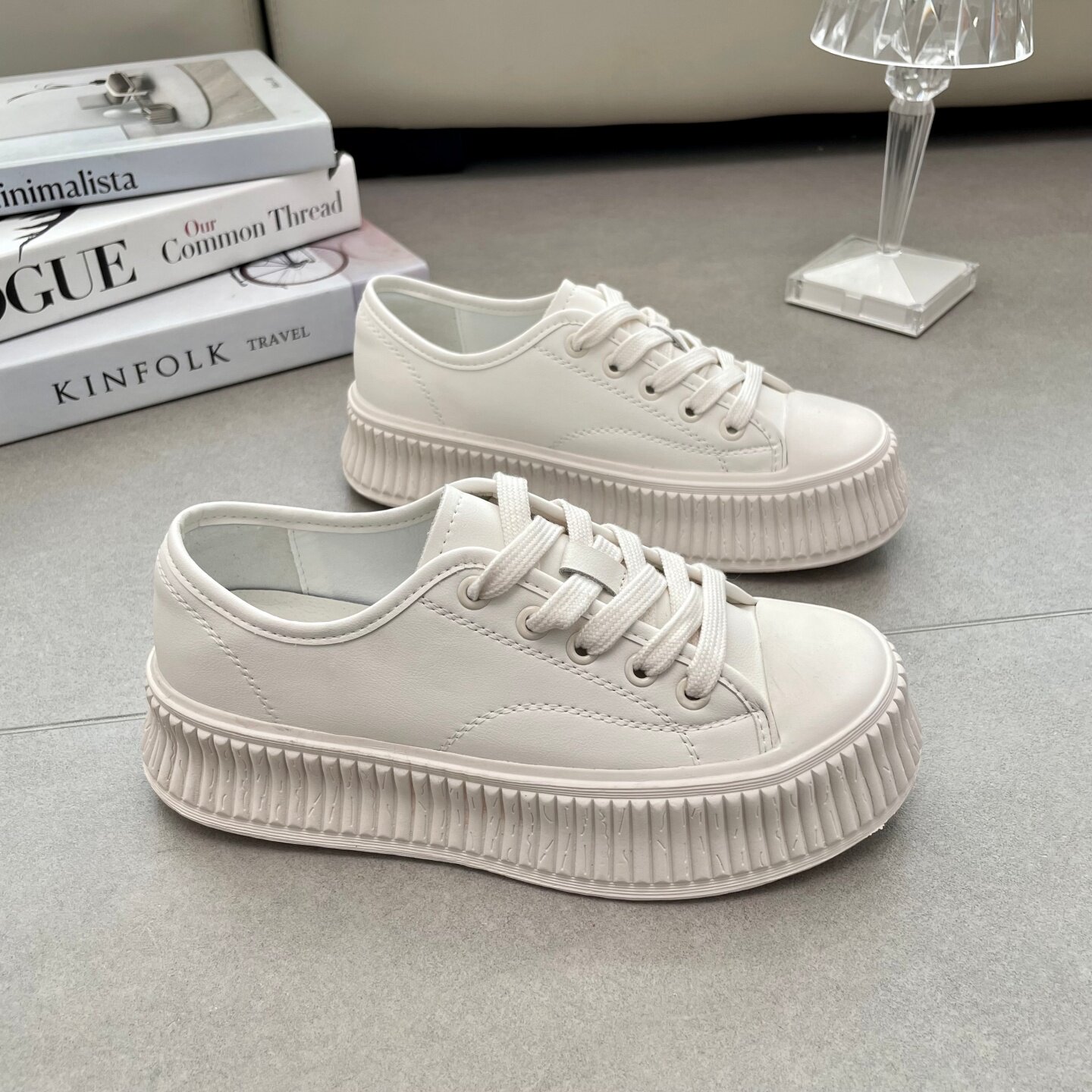 厚底松糕小白鞋女2026春季新款真皮透气增高饼干鞋百搭运动板鞋子