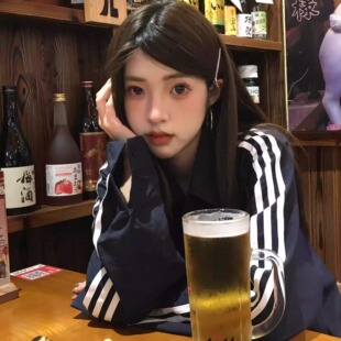 2024新款设计感小众衬衣外套长袖上衣美式高街三条杠衬衫女初秋季