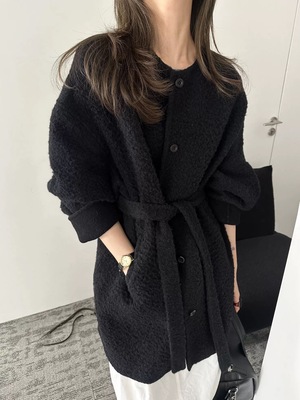 Room韩国正品25秋冬气质百搭Baby羊驼毛羊毛宽松中长款大衣外套