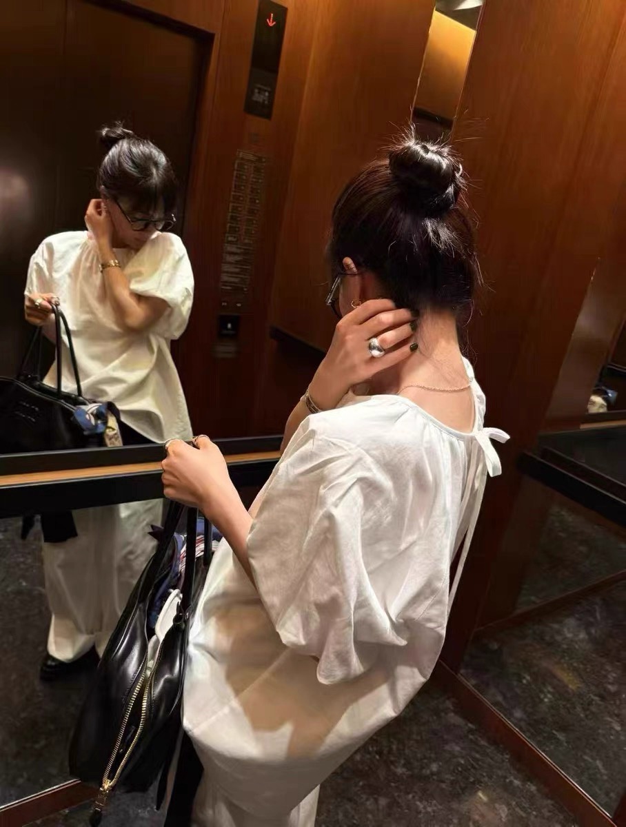 现货 韩国东大门 向日葵欧尼同款 25年夏洋气设计感系带露背衬衫